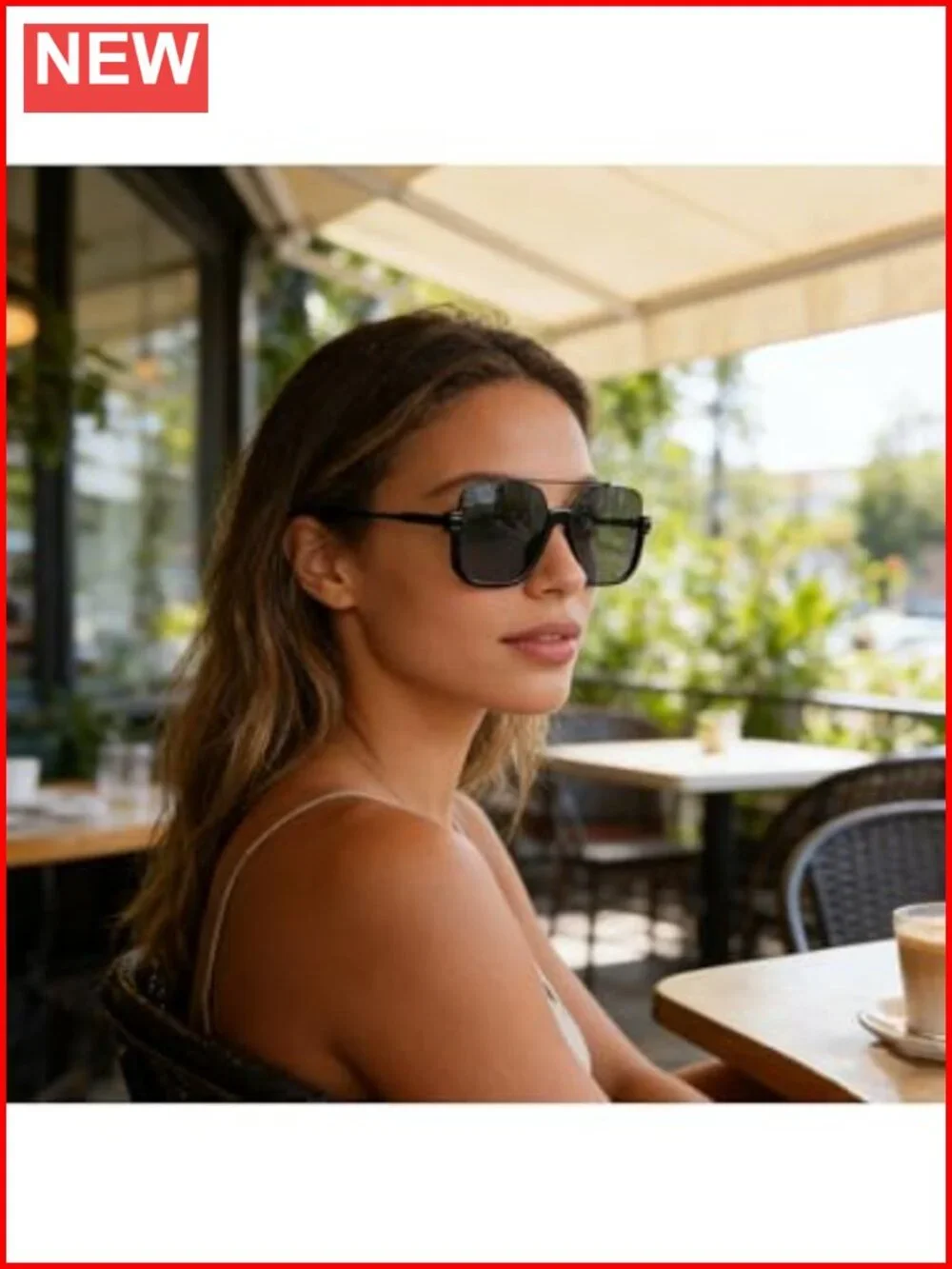 Oversized Retro Square Aviator Sunglasses for Women Men UV400 Protection Metal